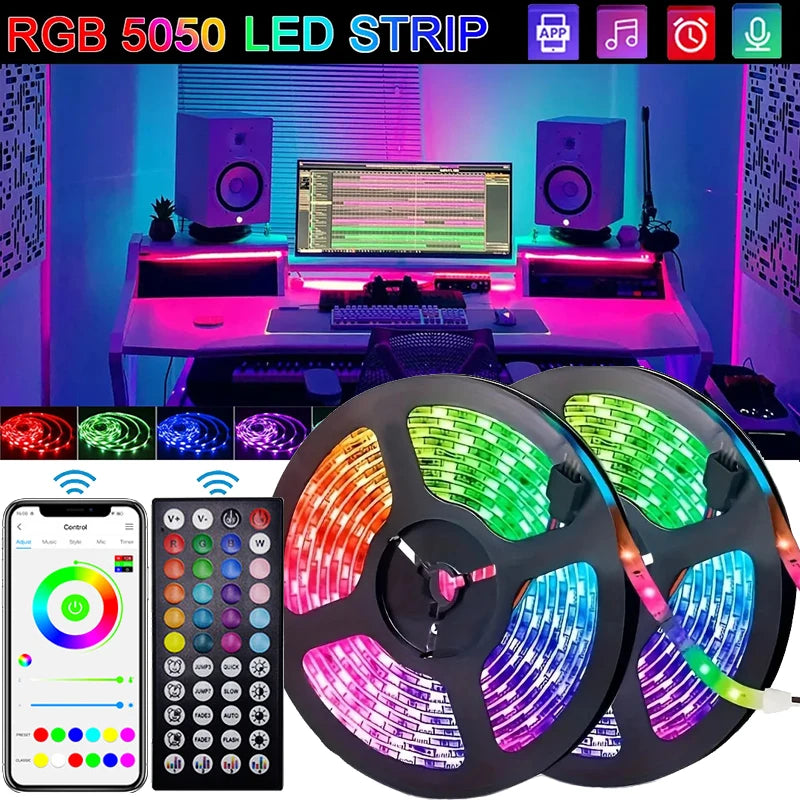 USB LED Strip Lights RGB 5050 Led Light Bluetooth App Control Flexible LED Lamp Ribbon for Room Decor TV Backlight Diode Tape